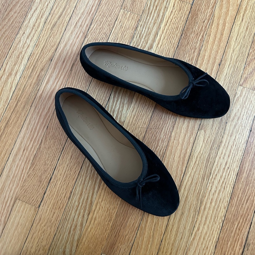NEW Madewell April Black Velvet Tie Ballet Flat